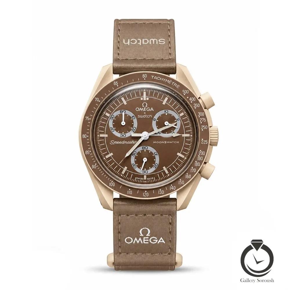 ساعت اسپرت امگا سواچ نسکافه ای کرم omegaswatch-so33c100