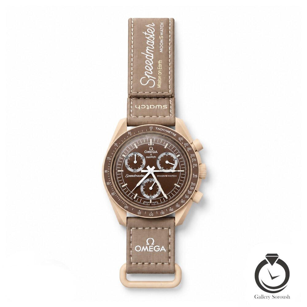 ساعت اسپرت امگا سواچ نسکافه ای کرم omegaswatch-so33c100