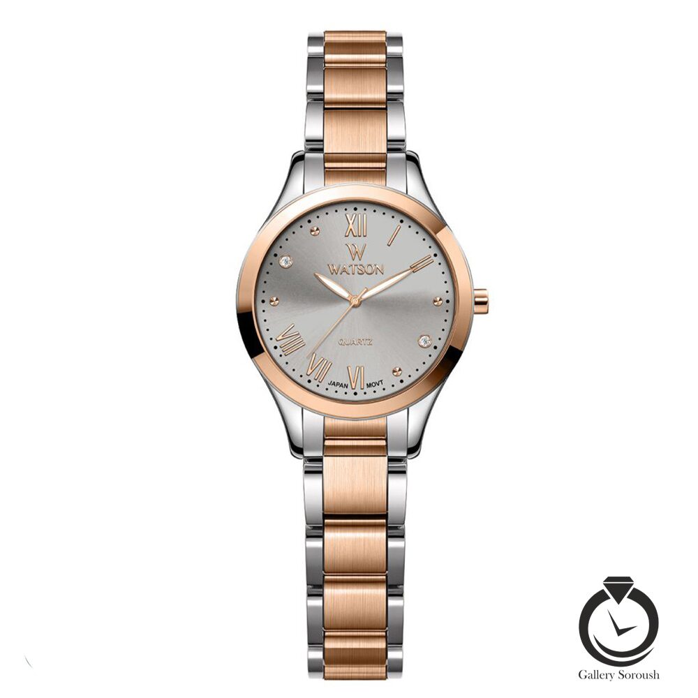 WATSON-1282L-346 ساعت زنانه واتسون رزنقره ای خاکستری WATSON-1282L-346