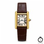 ساعت زنانه کارتیر قهوه ای طلایی سفید cartier-9009-wbr-gw