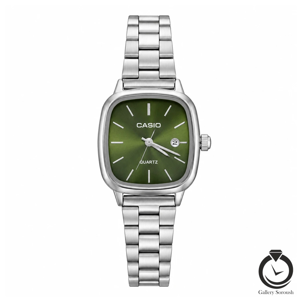 ساععتت زنانه کاسیو نقره ای سبز casio-2657-ws-dg