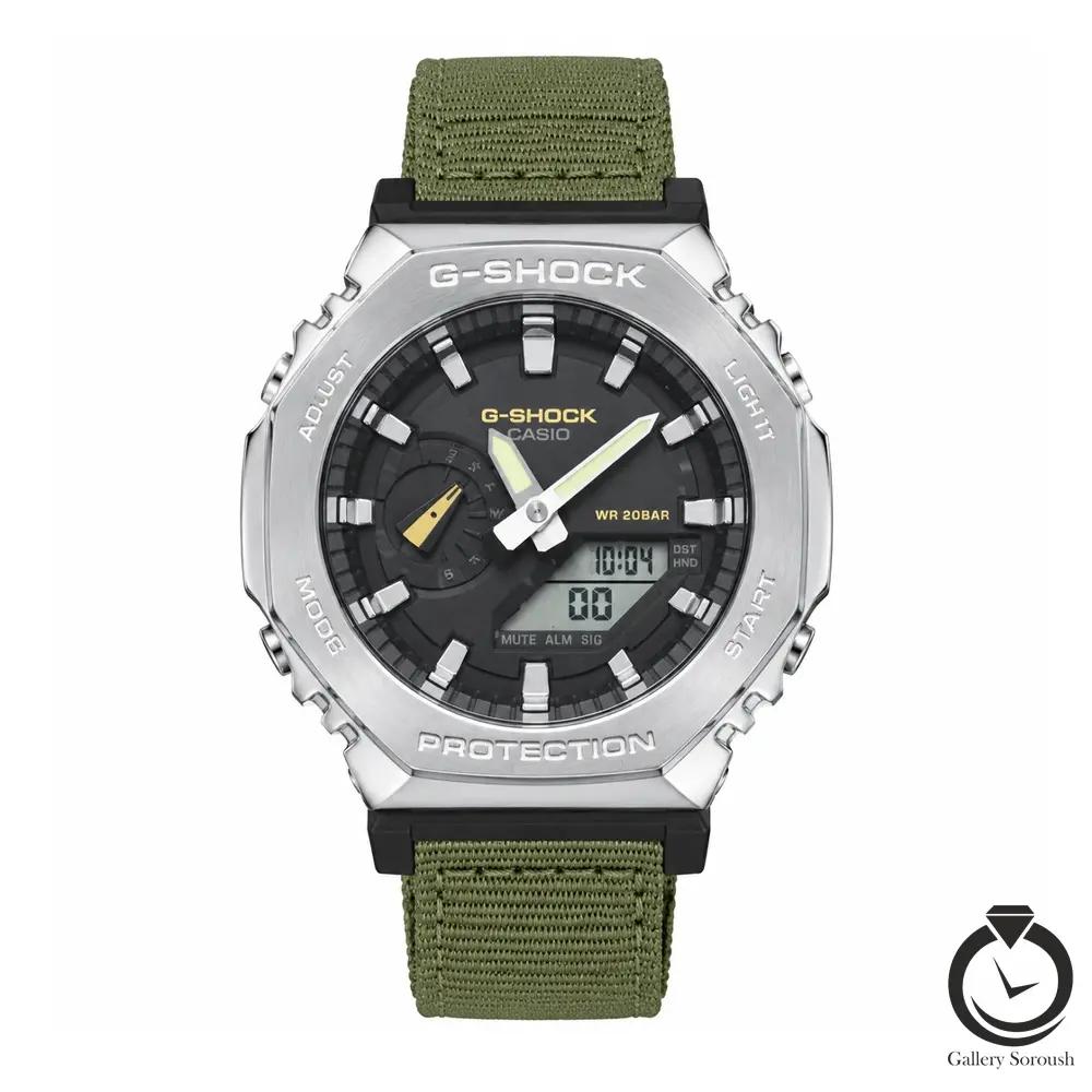 ساعت اسپرت جیشاک سبز نقره ای gshock-5611-gs