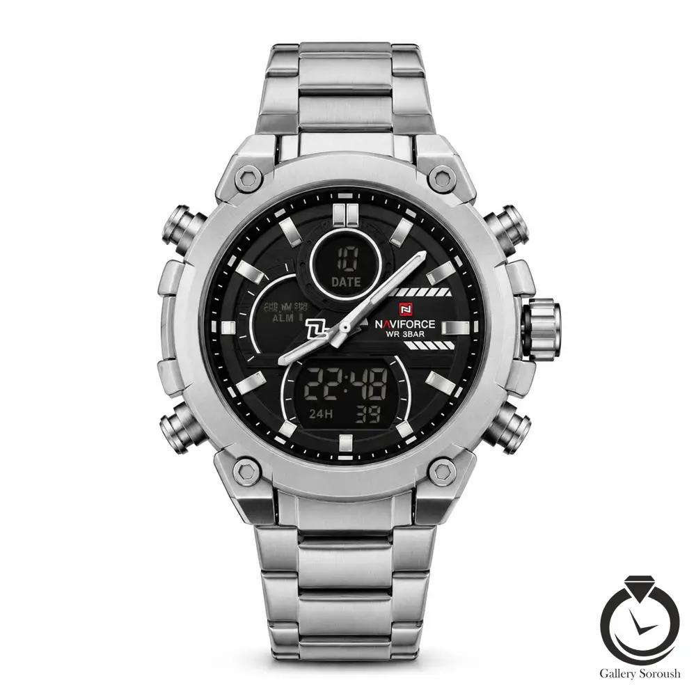 ساعت مردانه نیوی فورس نقره یا مشکی سیلور naviforce-9278-ms-bs