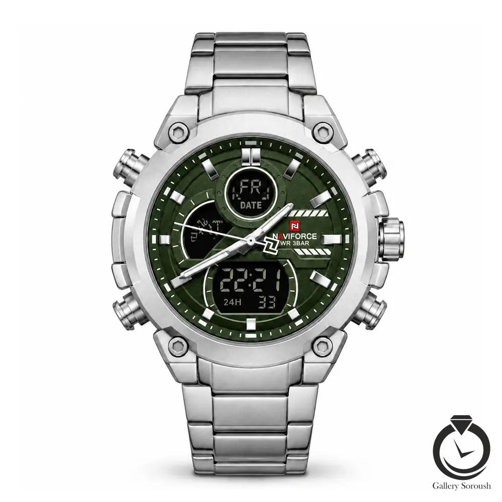 ساعت مردانه نیوی فورس نقره یا سبز naviforce-9278-ms-g